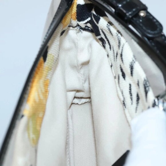 Salvatore Ferragamo Gancini Shoulder Bag Vinyl Black Beige Silver Auth 134739 - Picture 11 of 16